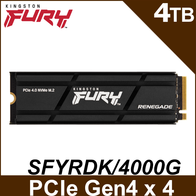 金士頓 Kingston FURY Renegade 4TB PCIe 4.0 NVMe M.2 SSD (搭配散熱器) (SFYRDK/4000G)