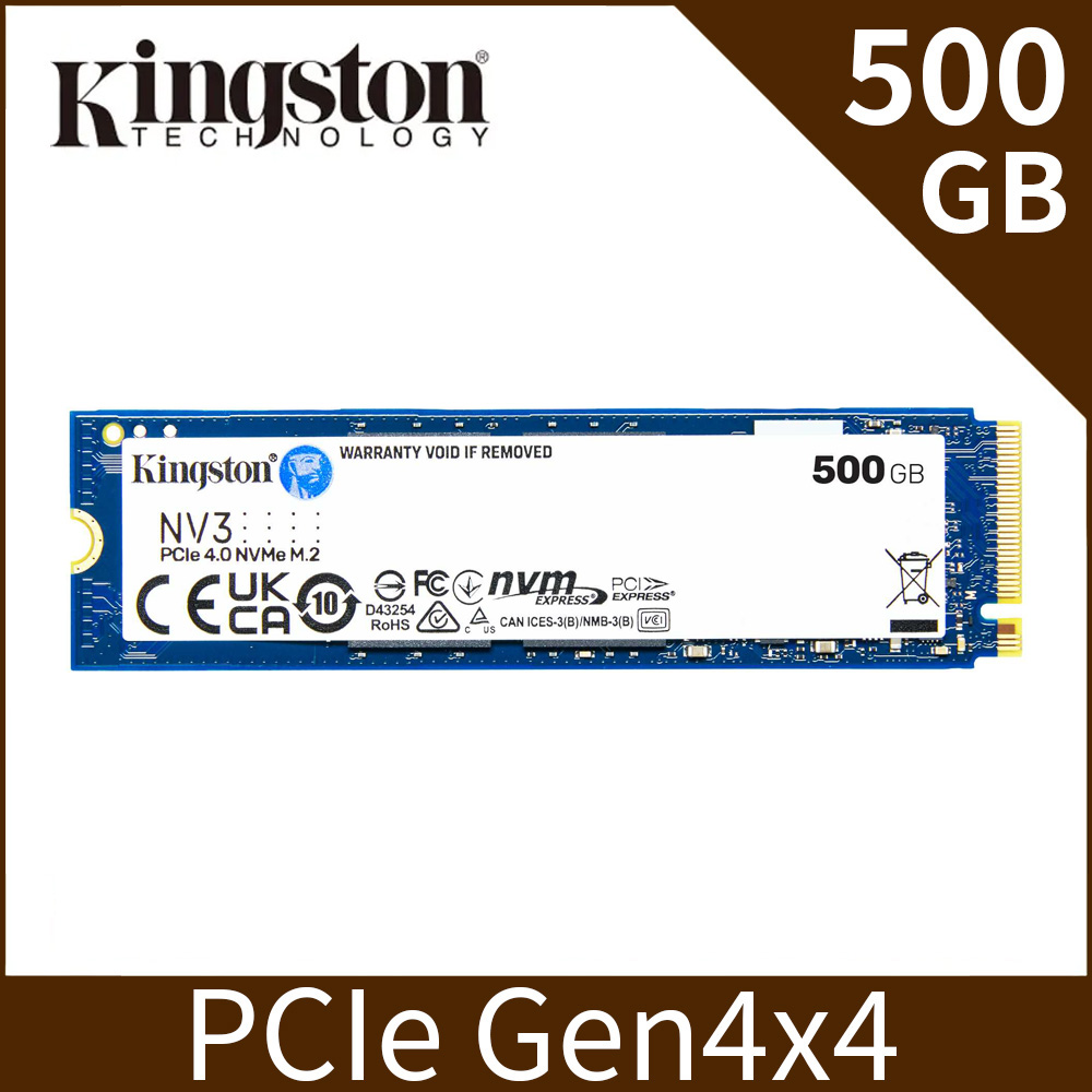 金士頓 Kingston NV3 500GB Gen4 PCIe SSD 固態硬碟 (SNV3S/500G)