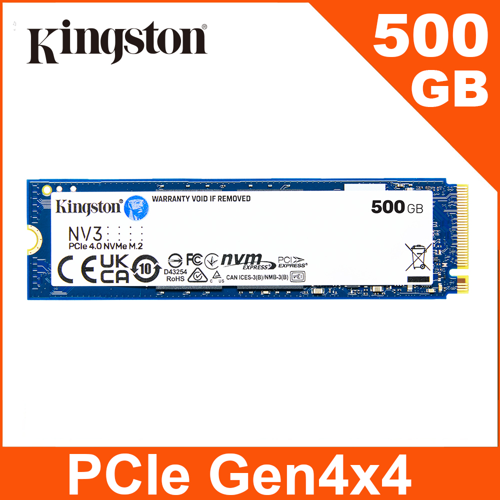 金士頓 Kingston NV3 500GB Gen4 PCIe SSD 固態硬碟 (SNV3S/500G)