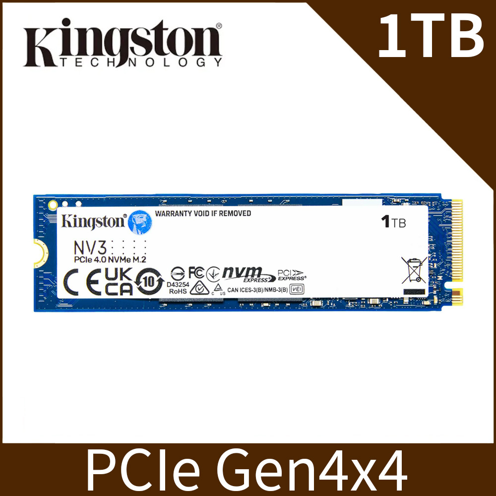 金士頓 Kingston NV3 1TB Gen4 PCIe SSD 固態硬碟 (SNV3S/1000G)