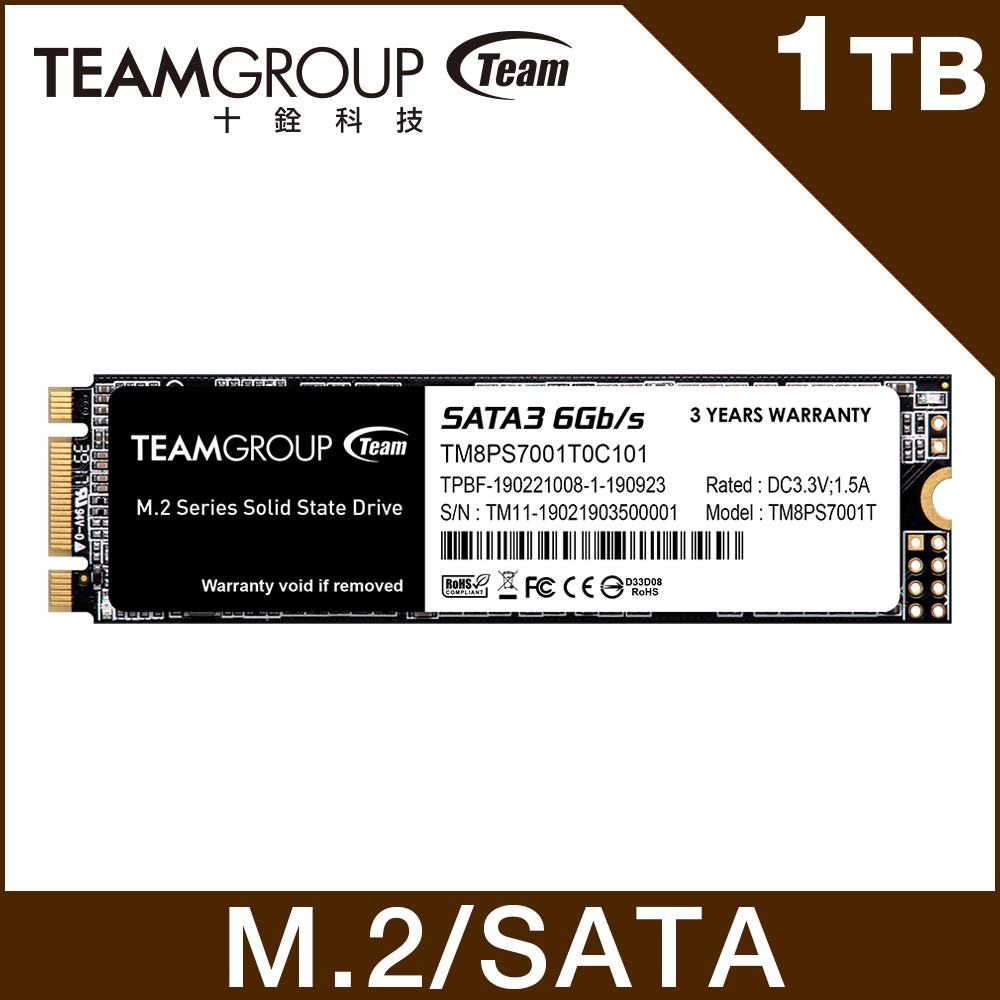 【福利品】TEAM十銓 MS30 M.2-2280 SATAIII 1TB 固態硬碟