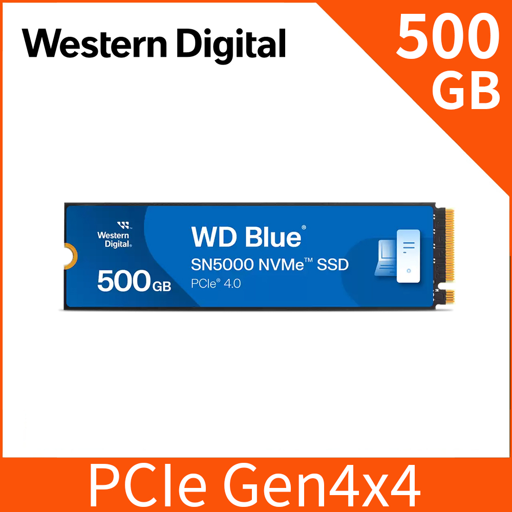 WD BLUE 藍標 SN5000 500GB Gen4 NVMe PCIe SSD固態硬碟(WDS500G4B0E)