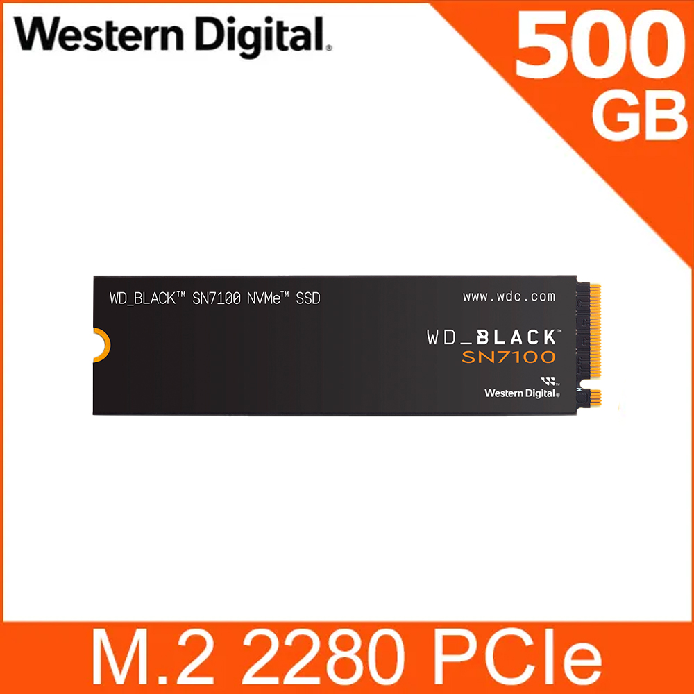 WD BLACK 黑標 SN7100 500G Gen4 NVMe PCIe SSD固態硬碟 (WDS500G4X0E)