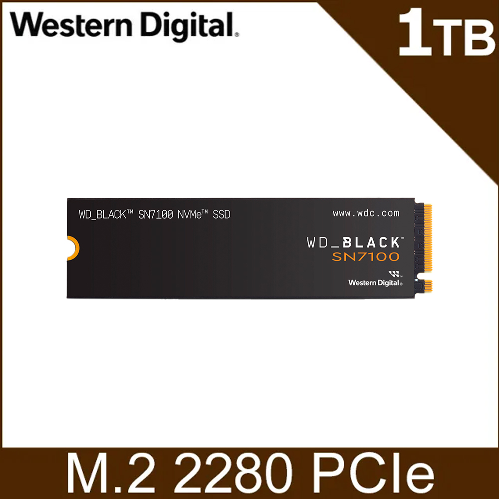 WD BLACK 黑標SN7100 1TB Gen4 NVMe PCIe SSD固態硬碟 (WDS100T4X0E)