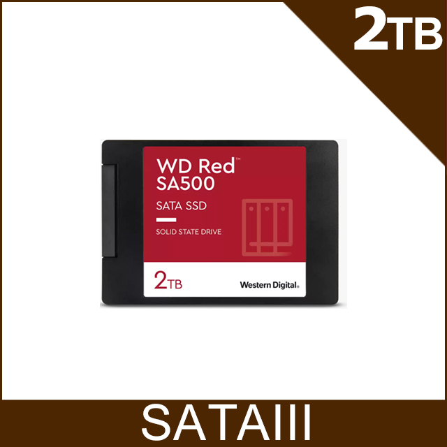 WD Red紅標 SA500 2TB 2.5 吋 NAS SATA SSD固態硬碟(WDS200T2R0A)