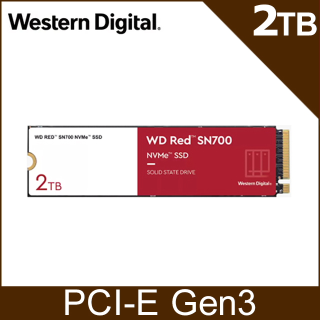 WD Red紅標 SN700 2TB Gen3 NVMe PCle SSD固態硬碟(WDS200T1R0C)