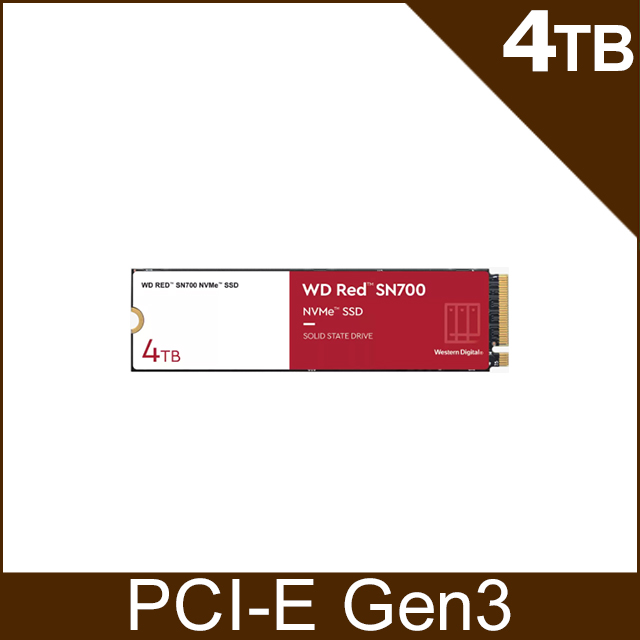 WD Red紅標 SN700 4TB Gen3 NVMe PCle SSD固態硬碟(WDS400T1R0C)