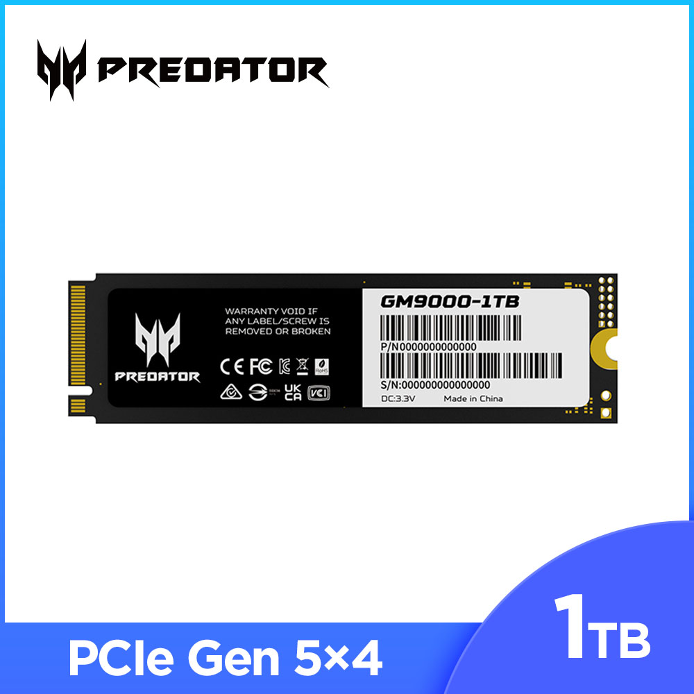 Acer Predator GM9000 1TB M.2 2280 PCIe Gen5 SSD固態硬碟