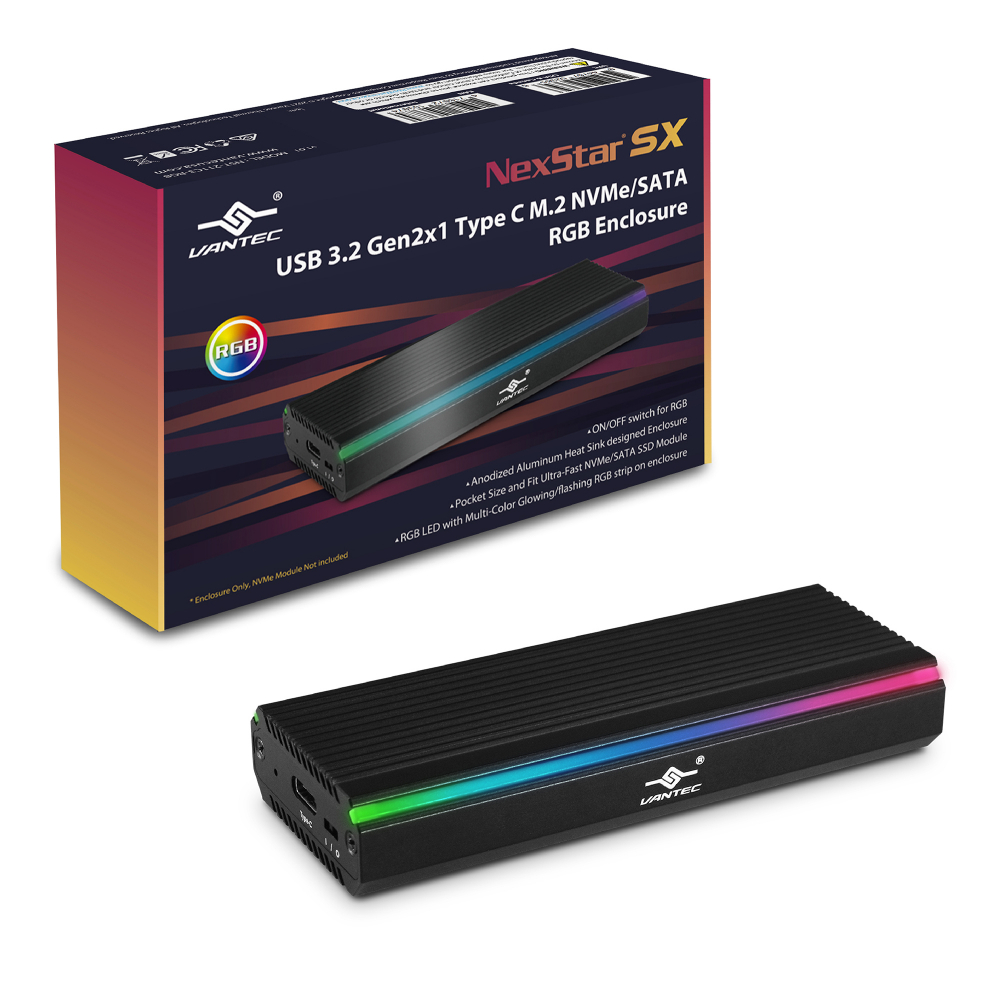 NexStar SX M.2 NVMe / SATA SSD To USB 3.1 Gen 2 Type C RGB外接盒(NST-211C3-RGB)