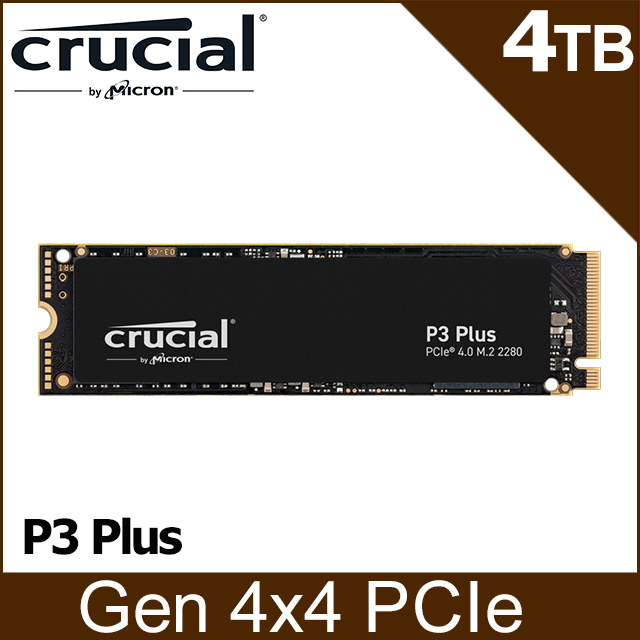 美光 Micron Crucial P3 Plus Gen4 NVMe 4TB SSD 固態硬碟