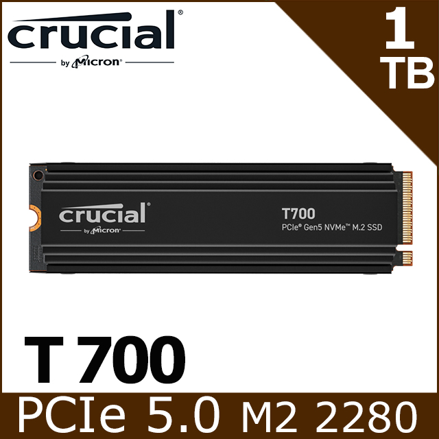 美光 Micron Crucial T700 1TB PCIe Gen5 NVMe M.2 SSD 含散熱片