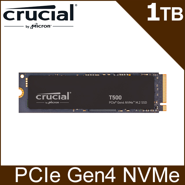 美光 Micron Crucial T500 1TB PCIe Gen4 NVMe SSD (CT1000T500SSD8)