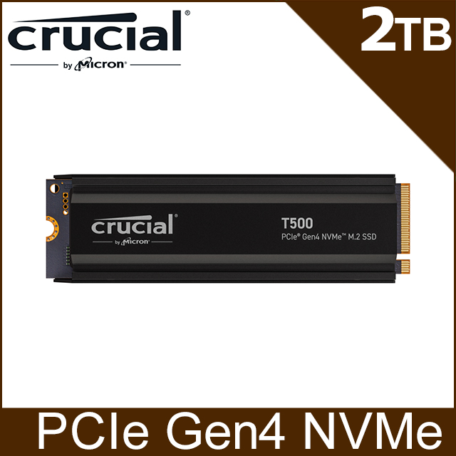 美光 Micron Crucial T500 2TB PCIe Gen4 NVMe M.2 SSD 含散熱器