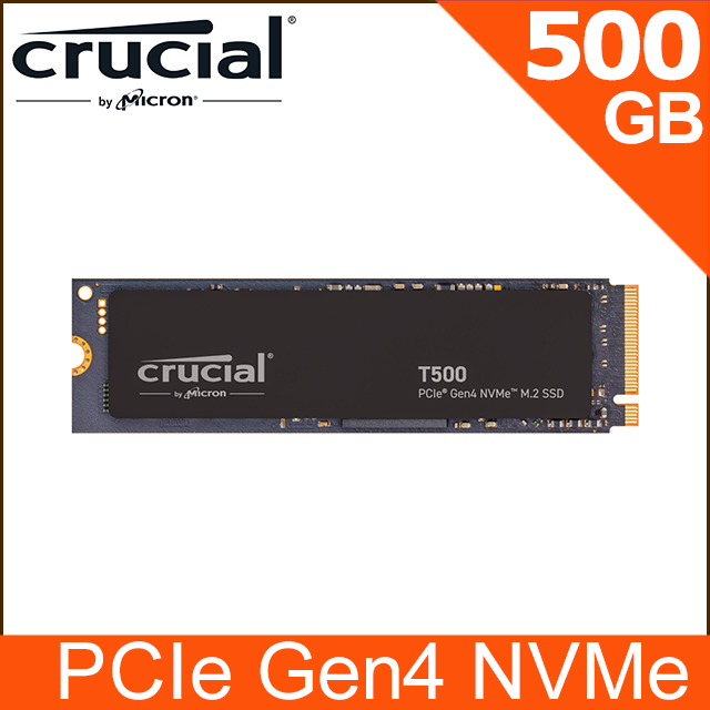 美光 Micron Crucial T500 500GB PCIe Gen4 NVMe M.2 SSD (CT500T500SSD8)