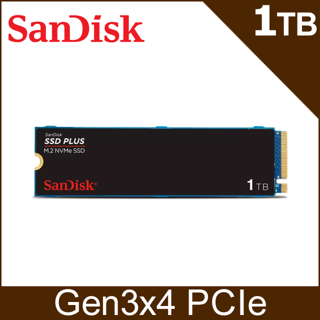 SanDisk SSD Plus 1TB M.2 2280 PCIe Gen3x4 SSD固態硬碟