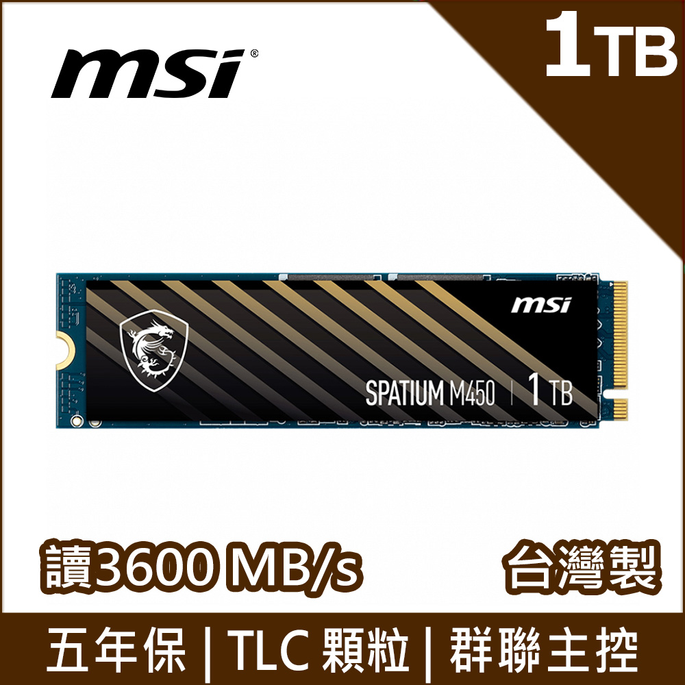 MSI微星 SPATIUM M450 1TB PCIe 4.0 NVMe M.2 SSD