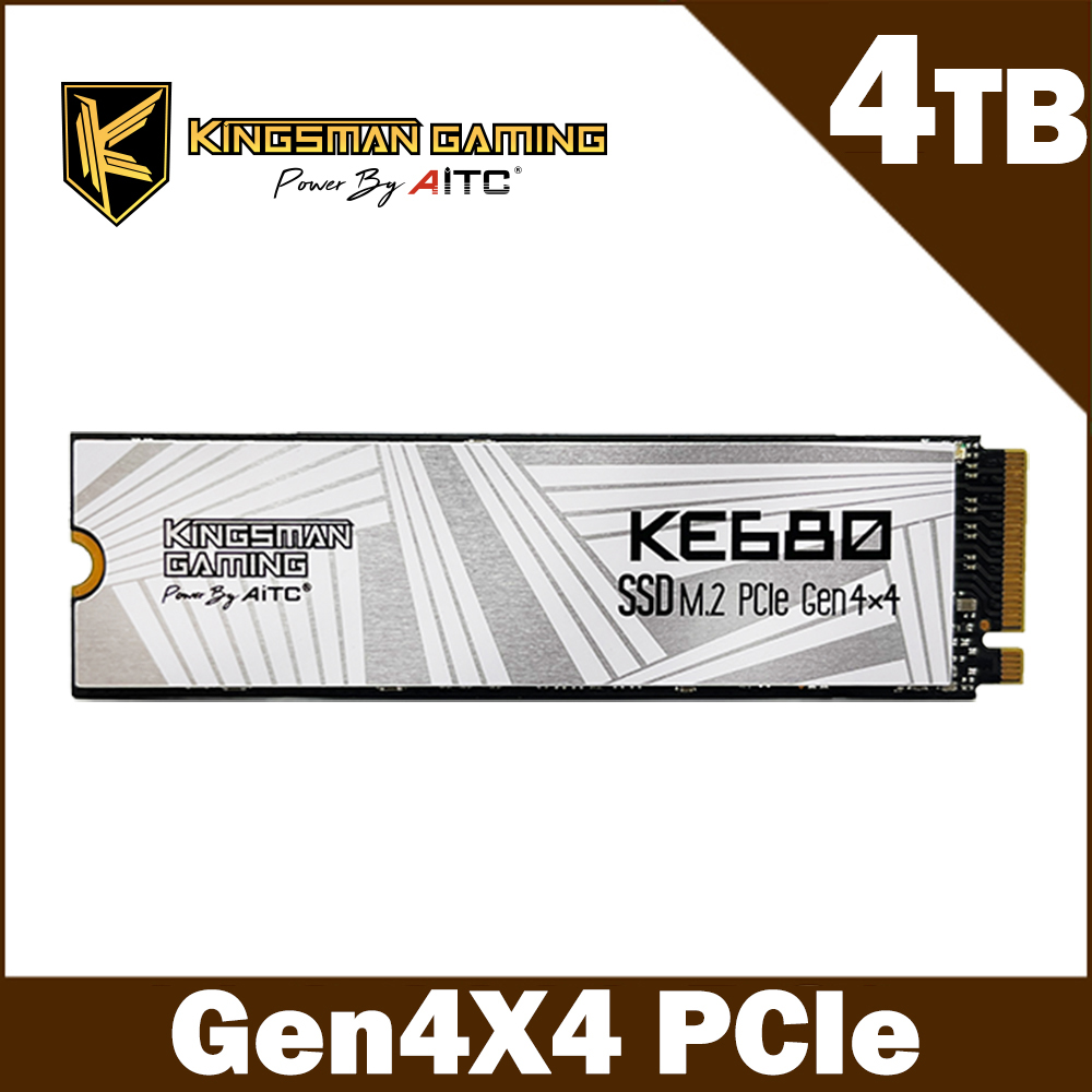 AITC 艾格 KINGSMAN KE680 4TB M.2 PCIe NVMe Gen4x4 SSD固態硬碟