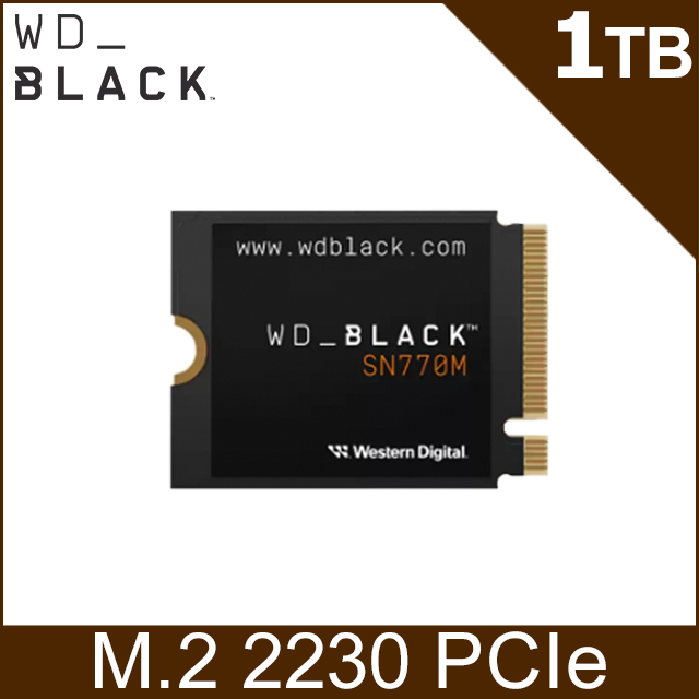 WD BLACK黑標 SN770M 1TB M.2 2230 PCIe Gen4 NVMe PCIe SSD固態硬碟(WDS100T3X0G)