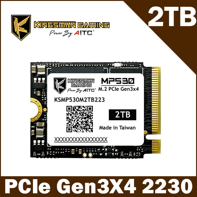 AITC艾格 KINGSMAN MP530 2TB M.2 2230 PCIe Gen3x4 SSD 固態硬碟