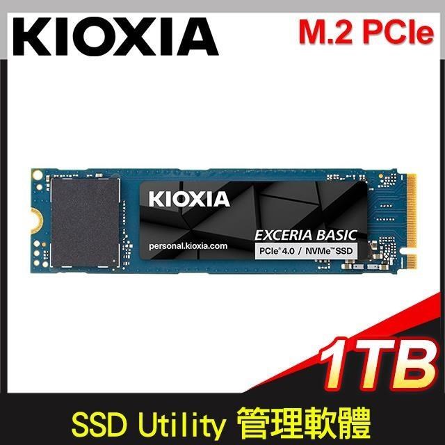 KIOXIA 鎧俠 Exceria Basic 1TB Gen4x4 M.2 PCIe(2280) SSD(讀7200/寫6600)