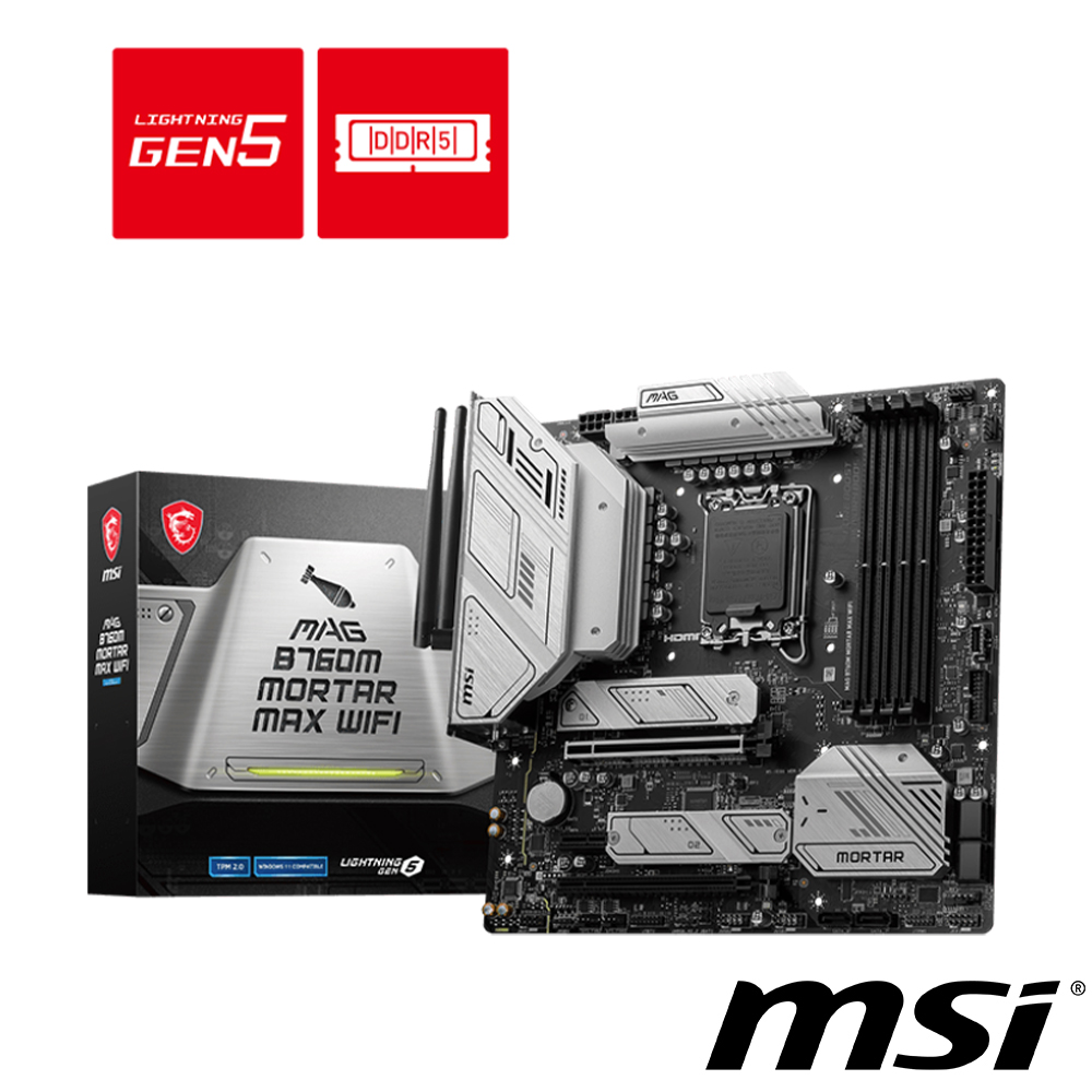 微星 MAG B760M MORTAR MAX WIFI 主機板 + Intel i7-14700 中央處理器