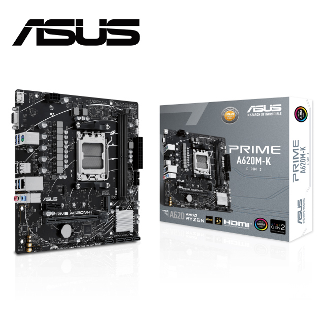 【C+M套餐】ASUS PRIME-A620M-K-CSM 主機板 + AMD R5-7600X 處理器