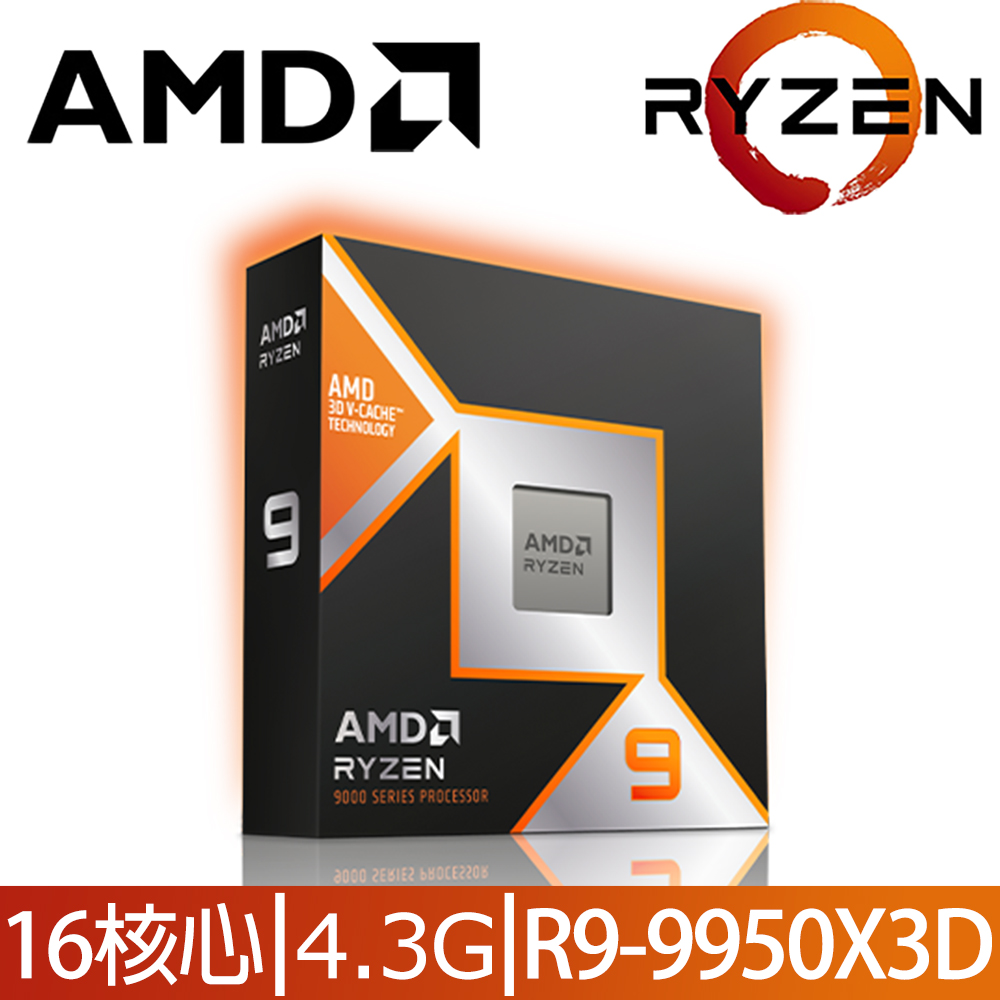 AMD Ryzen 9-9950X3D 4.3GHz 16核心 中央處理器+X870主機板 組合