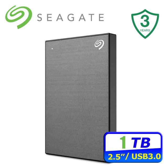 Seagate One Touch 1TB 2.5吋行動硬碟-太空灰(STKY1000404)