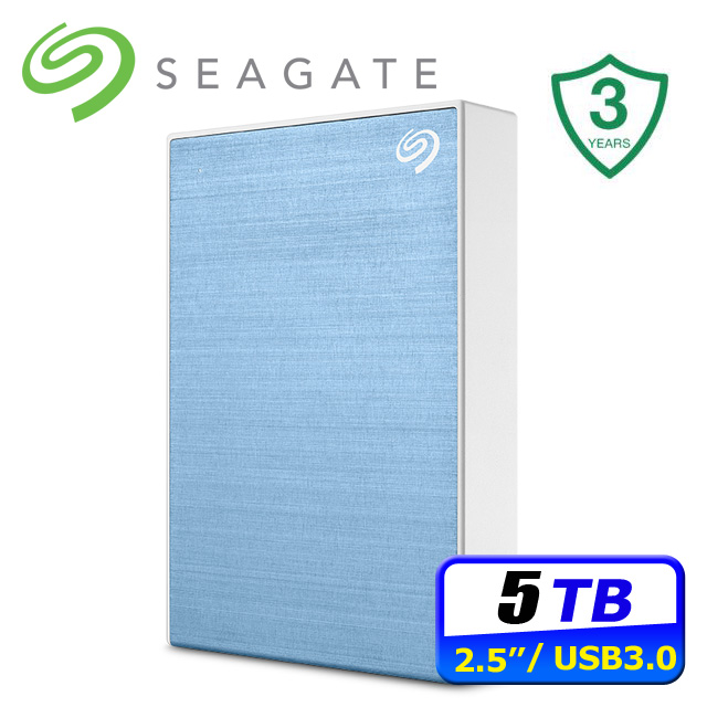 Seagate 希捷 One Touch 5TB 2.5吋行動硬碟-冰川藍(STKZ5000402)-升級款