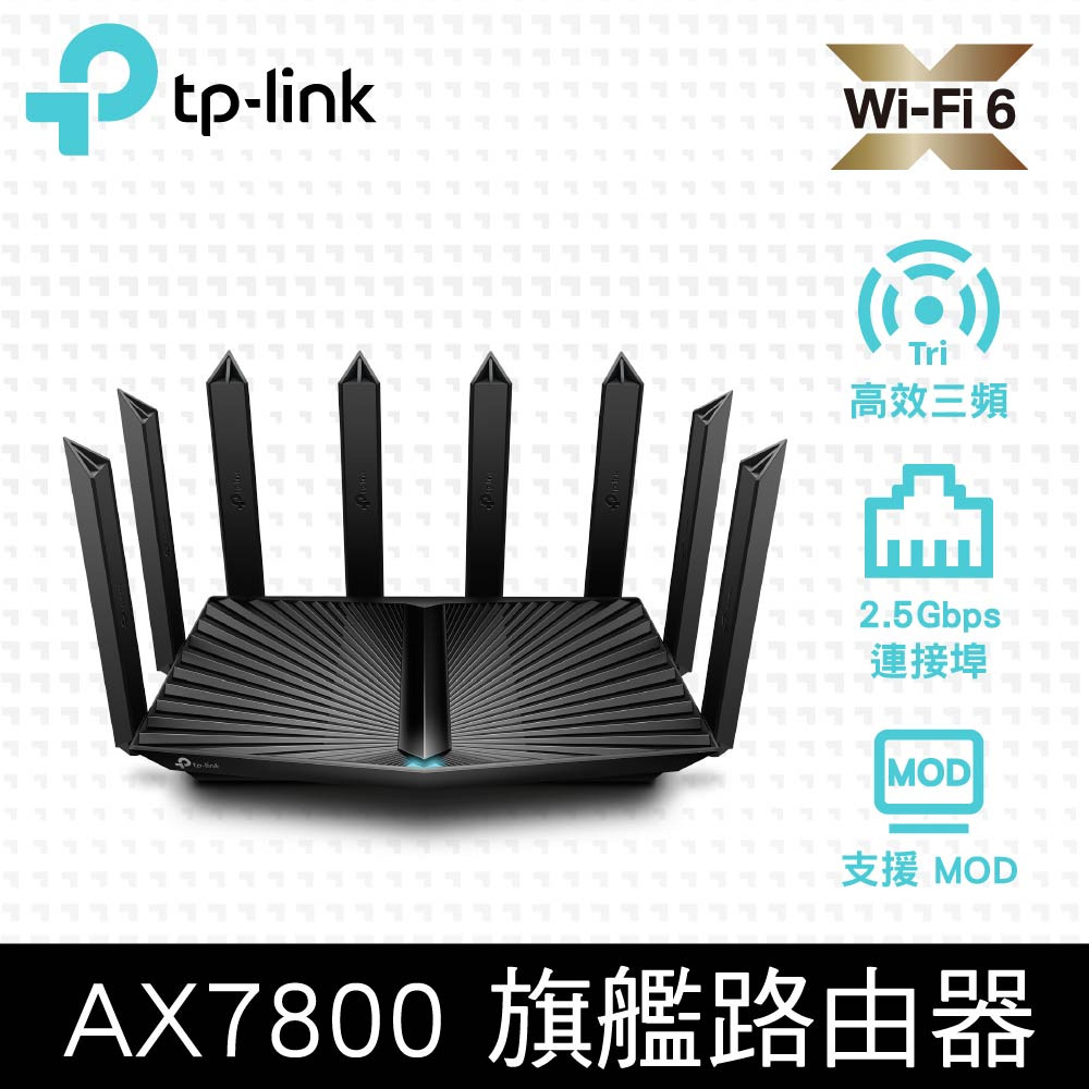 TP-Link Archer AX95 AX7800 Gigabit 三頻 8串流四核心 USB3.0 OneMesh 無線網路路由器(Wi-Fi 6分享器)