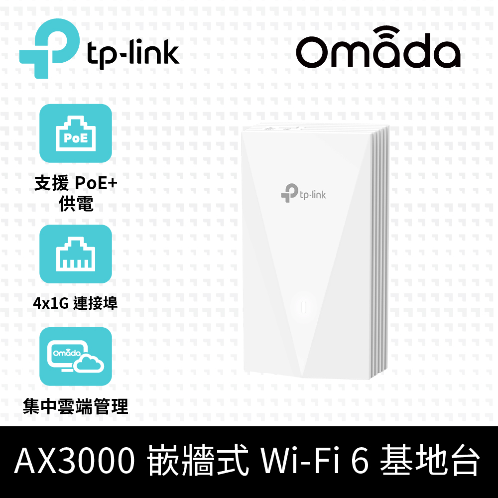 TP-Link AX3000 WiFi 6 雙頻 嵌牆式無線基地臺 無線AP 支援PoE (Omada Mesh/EAP655-Wall)