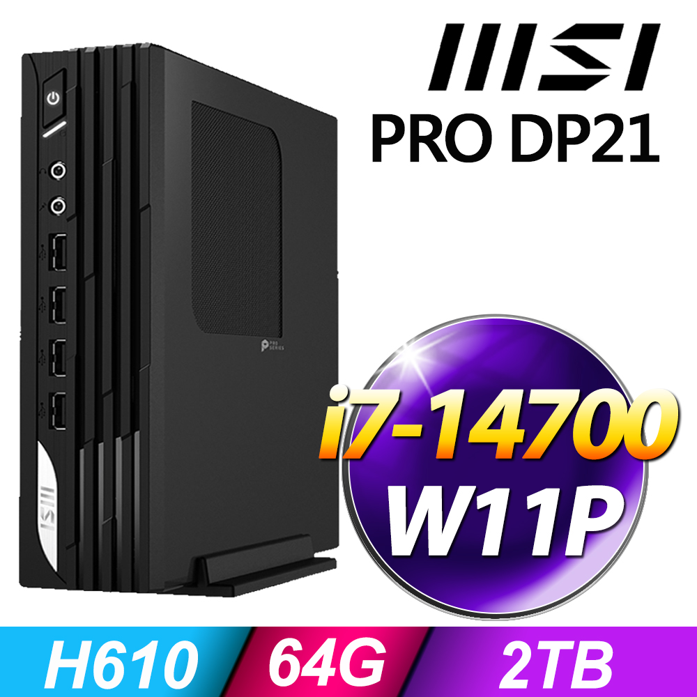 MSI 微星 PRO DP21系列 - i7處理器 - 64G記憶體 / 2TB SSD / Win11 專業版電腦