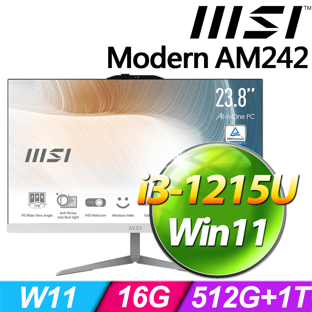 MSI Modern AM242 12M-678TW-SP2(i3-1215U/16G/1TB+512G SSD/W11)特仕版