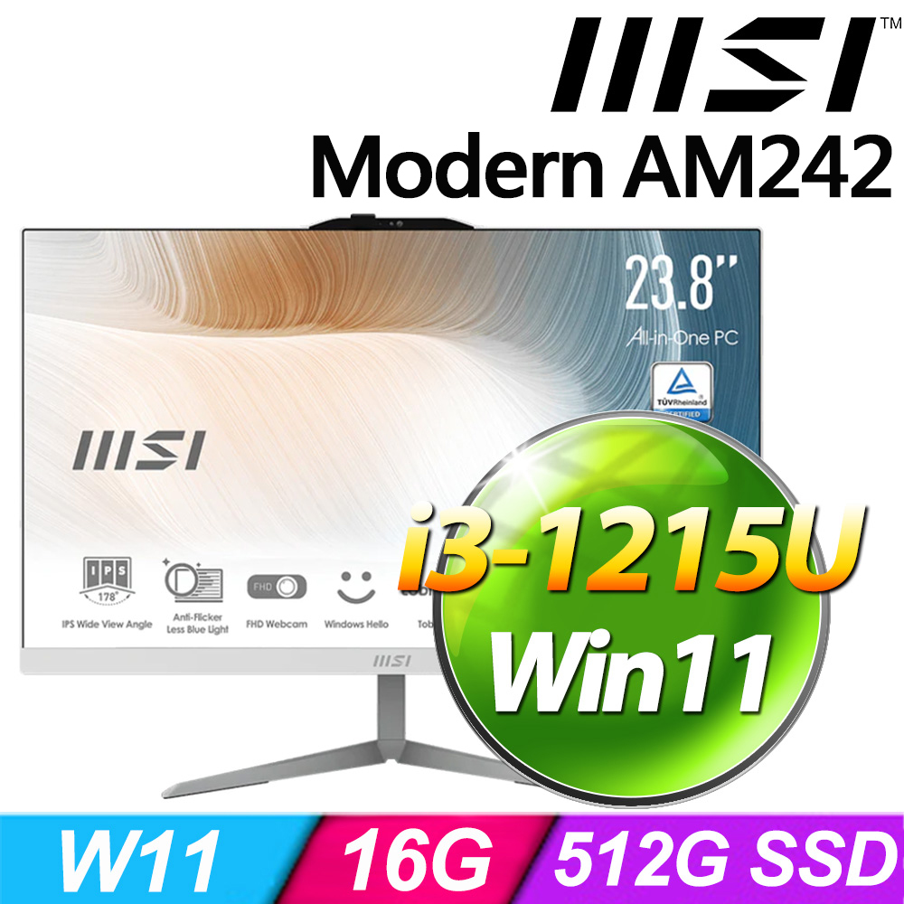 MSI Modern AM242 12M-678TW-SP1(i3-1215U/16G/512G SSD/W11)特仕版