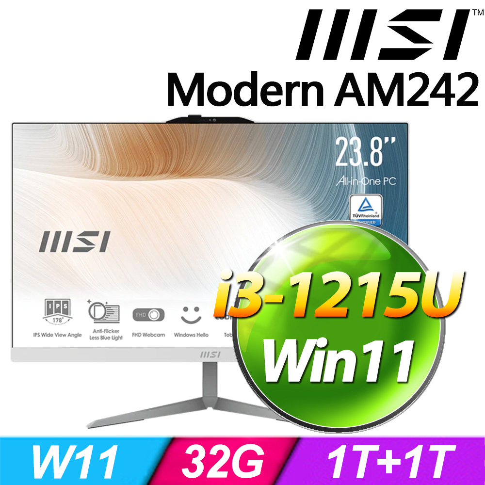 MSI Modern AM242 12M-678TW-SP6(i3-1215U/32G/1TB+1TB/W11)特仕版