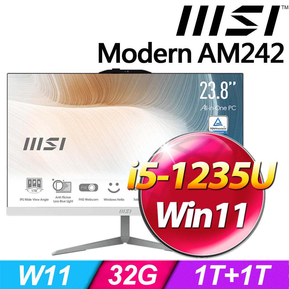MSI Modern AM242 12M-677TW-SP6(i5-1235U/32G/1TB+1TB SSD/W11)特仕版