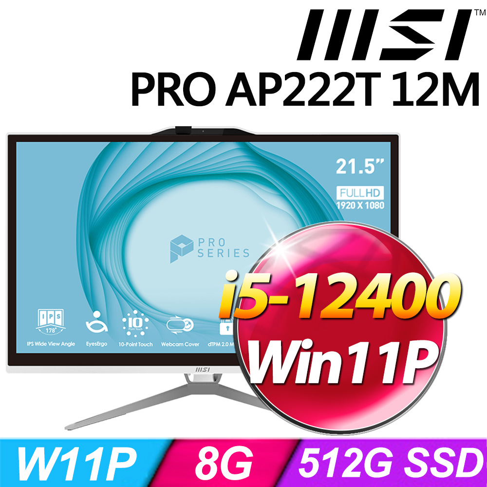 MSI PRO AP222T 12M-099TW(i5-12400/8G/512G SSD/W11P)