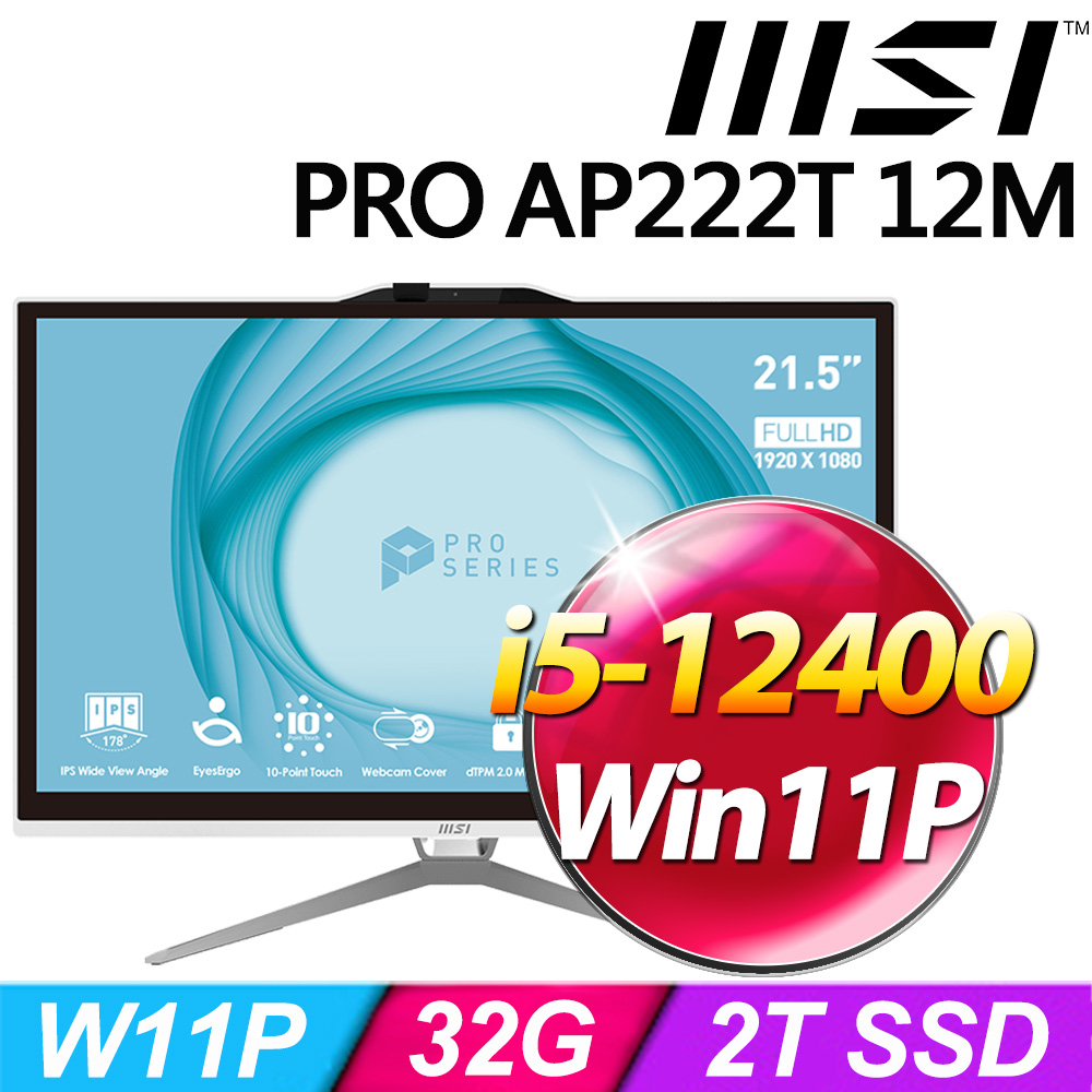 MSI PRO AP222T 12M-099TW-SP5(i5-12400/32G/2TB SSD/W11P)特仕版