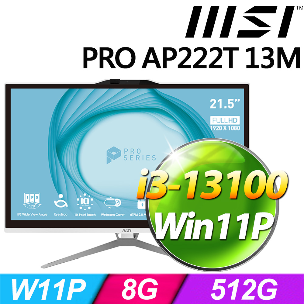 MSI PRO AP222T 13M-223TW (i3-13100/8G/512G SSD/W11P)