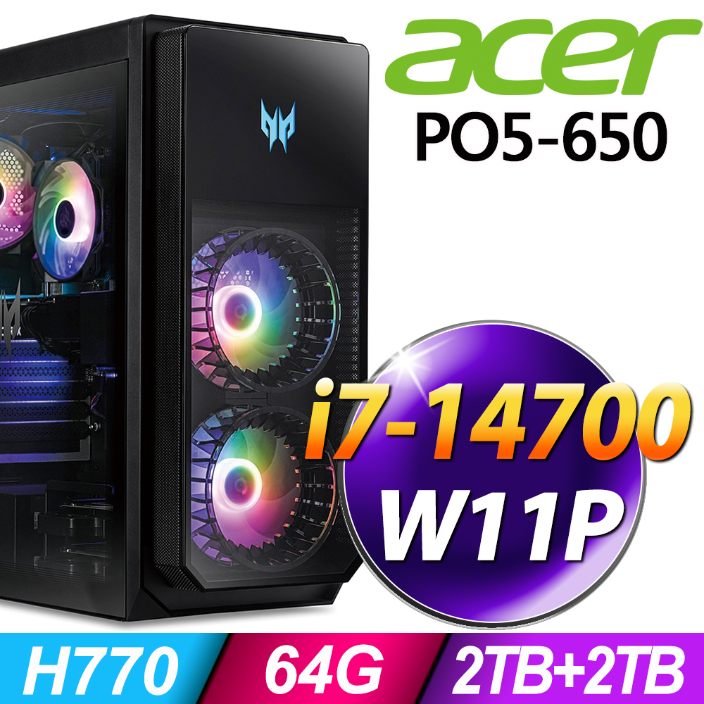 Acer PO5-650(i7-13700F/64G/2TB+2TB SSD/RTX4060Ti-8G/W11)