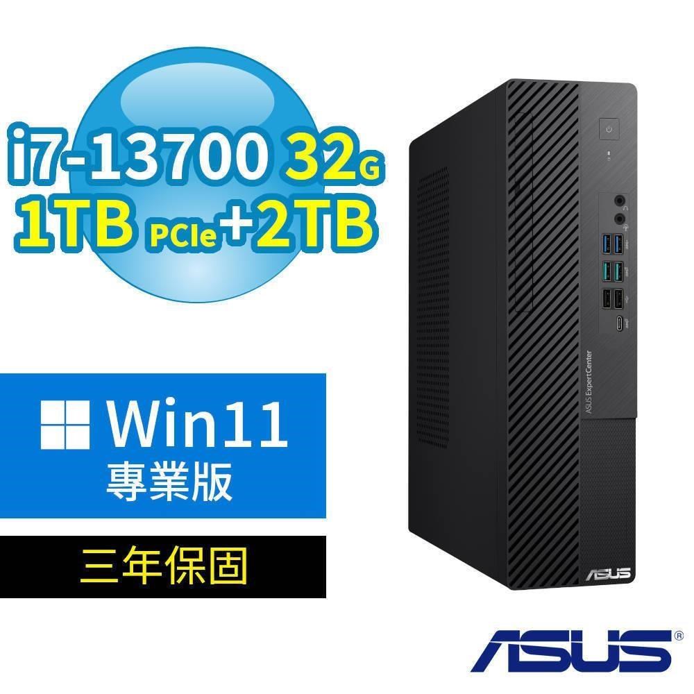 ASUS 華碩 D700 SFF商用電腦i7-13700/32G/1TB SSD+2TB SSD/Win11 Pro/三年保固