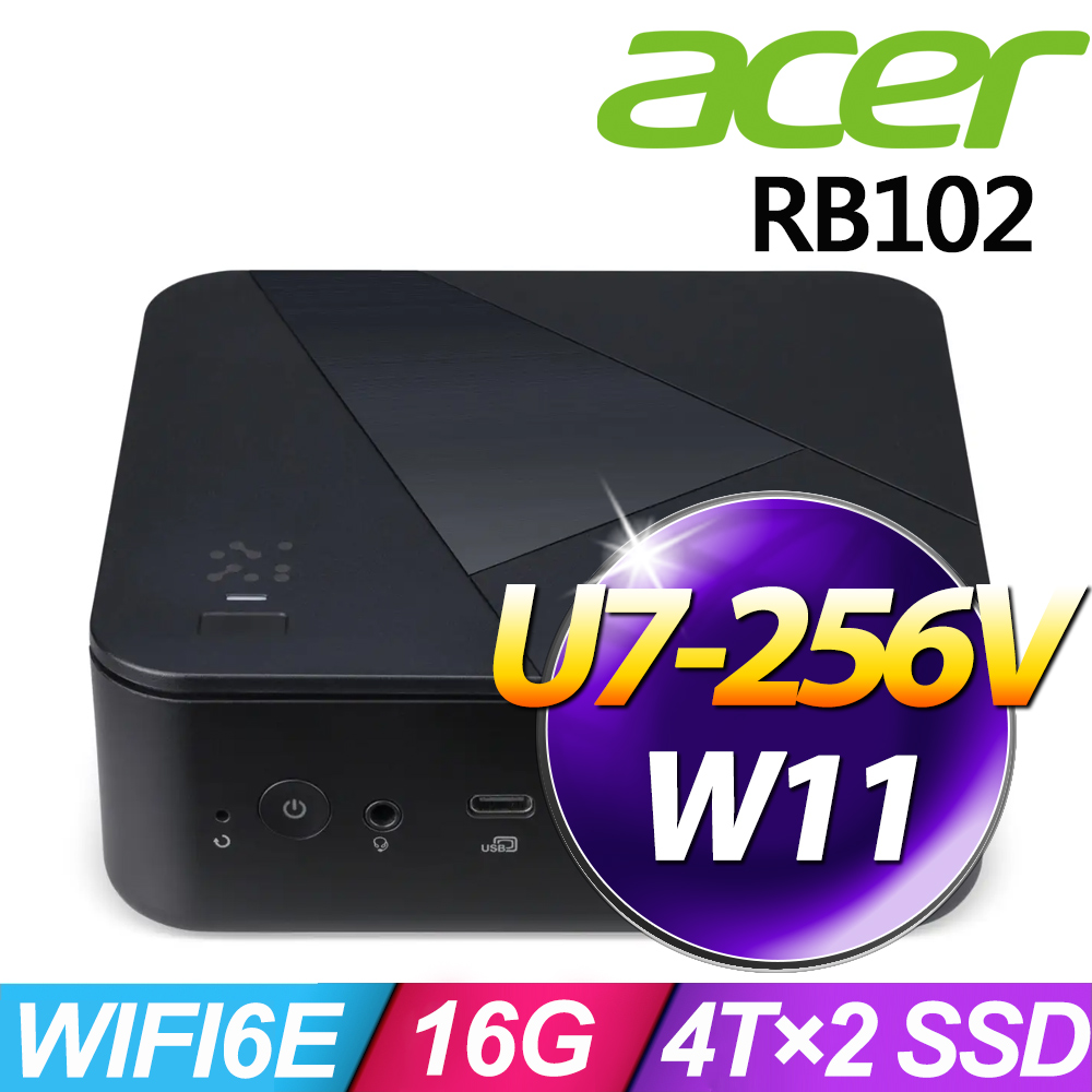 ACER 宏碁 Revo Box RB102 AI系列 - Ultra 7處理器 - 16G記憶體 / 4TB×2 SSD / Win11 家用版電腦