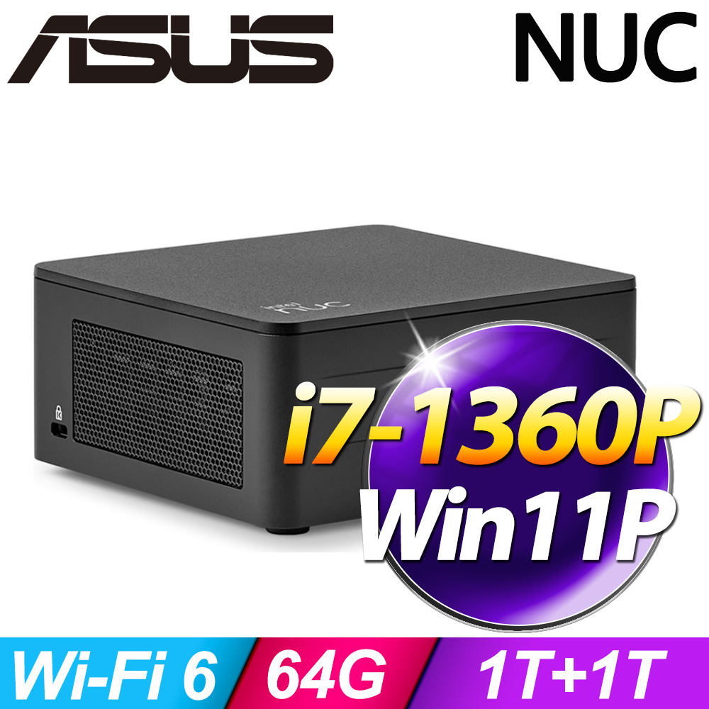 ASUS 華碩 NUC系列-i7 處理器-64G記憶體 / 1TB HDD+1TB SSD / Windows 11 專業版電腦