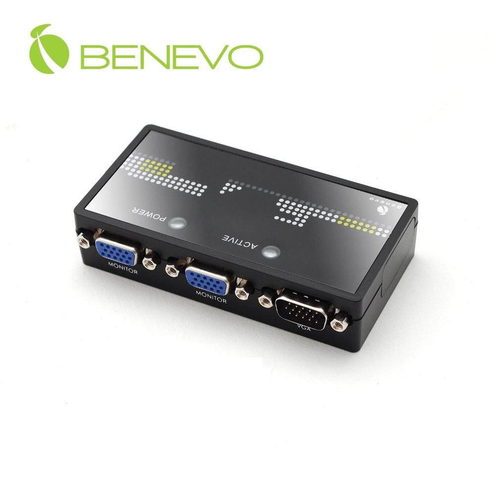 BENEVO磁吸型 2埠VGA低頻螢幕分配器(250MHz)