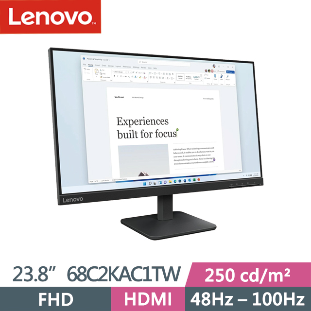 LENOVO 聯想 L24-4e 23.8吋顯示器(68C2KAC1TW)