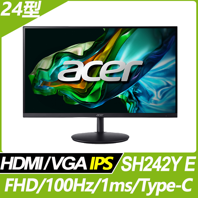 Acer SH242Y E 寬螢幕(24型/FHD/100Hz/1ms/IPS)