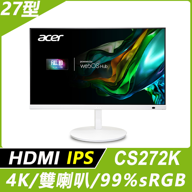 Acer CS272K 智慧螢幕(27型/4K/HDMI/喇叭/IPS)