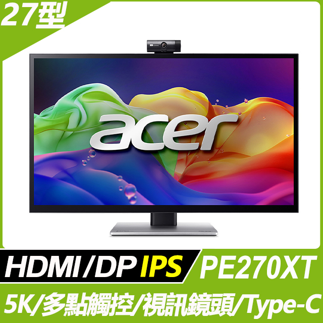 ACER 宏碁 PE270XT 可觸控專業繪圖螢幕(27型/5K/60Hz/IPS)