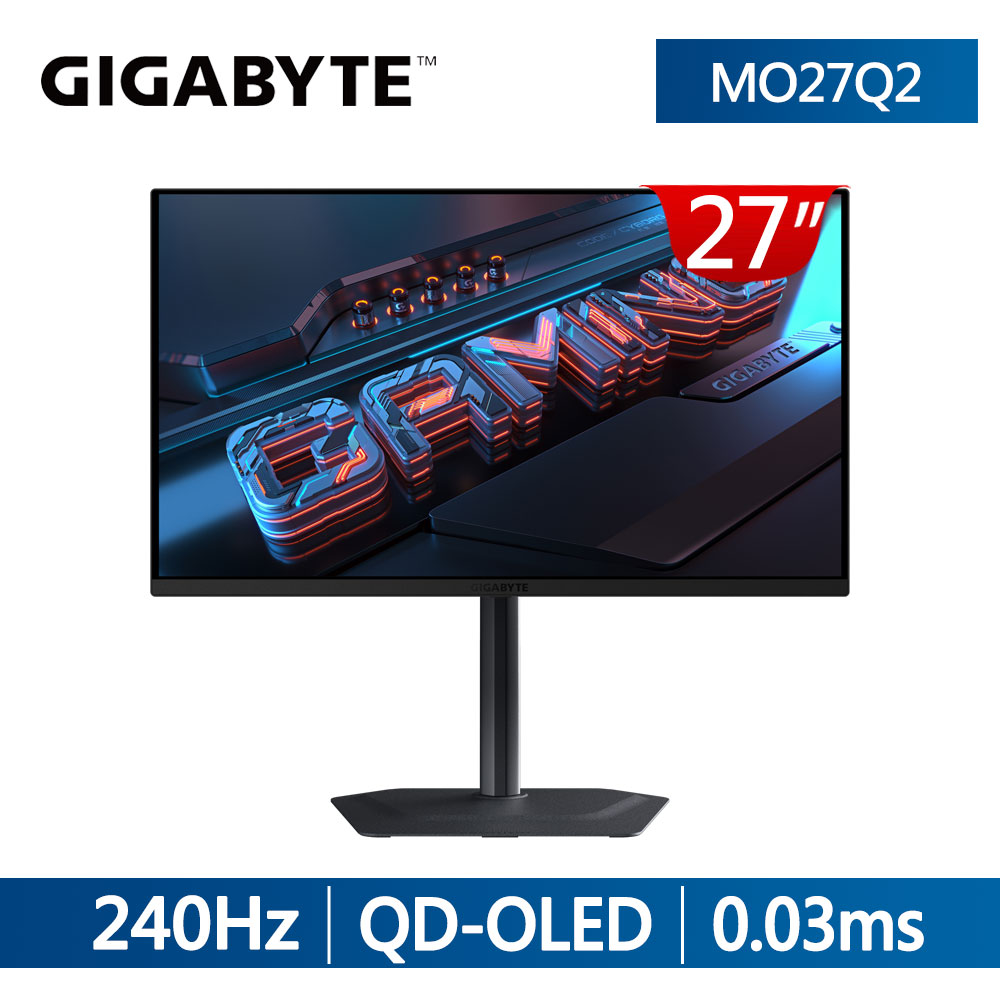 GIGABYTE MO27Q2 電競螢幕(27型/2K/240Hz/0.03ms/QD-OLED/HDMI2.1/Type-C)