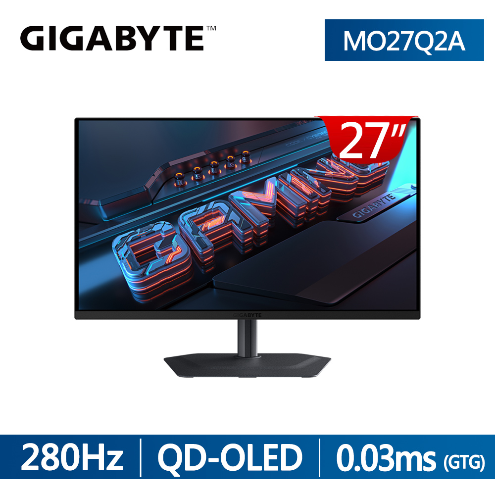 GIGABYTE 技嘉 MO27Q2A電競螢幕(27型/OLED/2K/280Hz/DR400/含喇叭)